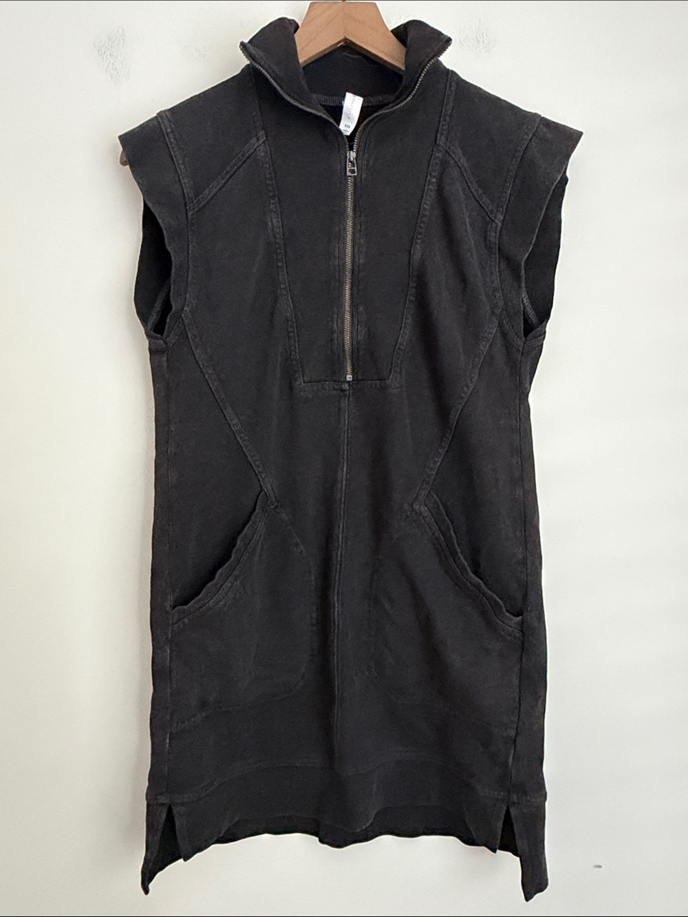 Daily Practice Anthropologie Meru Zip Front Mini Dress washed black XXS